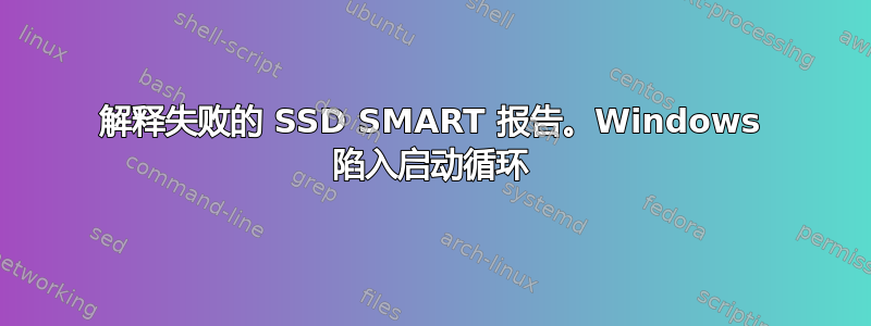 解释失败的 SSD SMART 报告。Windows 陷入启动循环