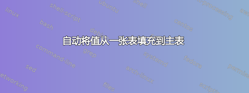 自动将值从一张表填充到主表