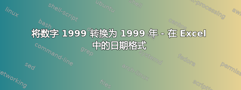 将数字 1999 转换为 1999 年 - 在 Excel 中的日期格式