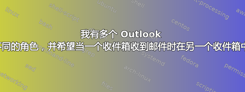 我有多个 Outlook 帐户用于不同的角色，并希望当一个收件箱收到邮件时在另一个收件箱中生成警报