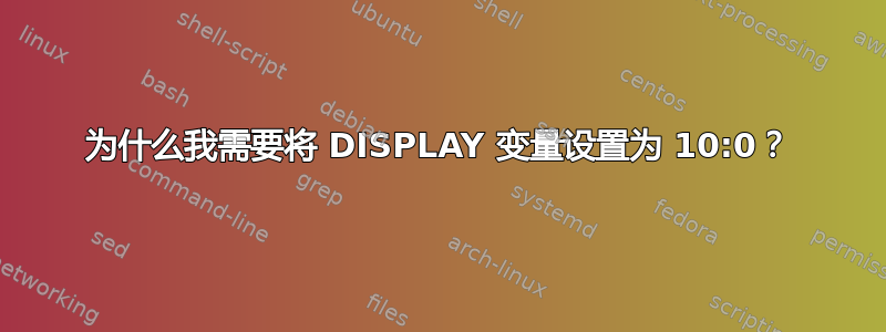 为什么我需要将 DISPLAY 变量设置为 10:0？