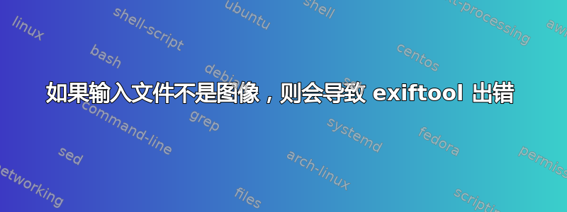 如果输入文件不是图像，则会导致 exiftool 出错