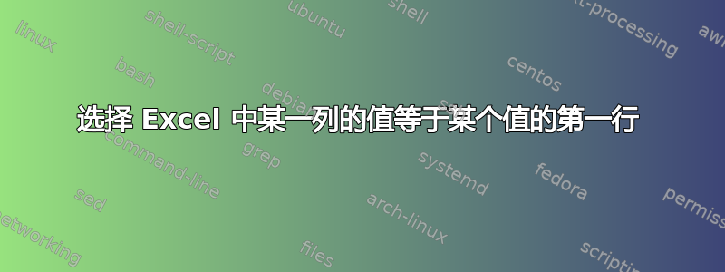 选择 Excel 中某一列的值等于某个值的第一行