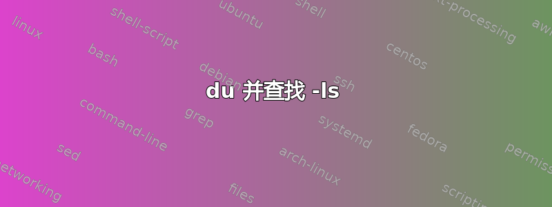 du 并查找 -ls