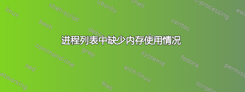 进程列表中缺少内存使用情况