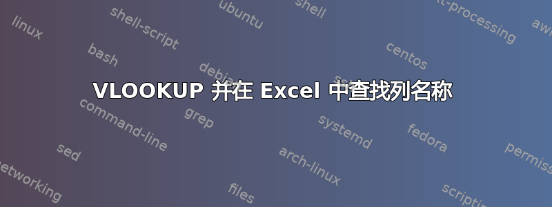 VLOOKUP 并在 Excel 中查找列名称