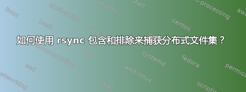 如何使用 rsync 包含和排除来捕获分布式文件集？