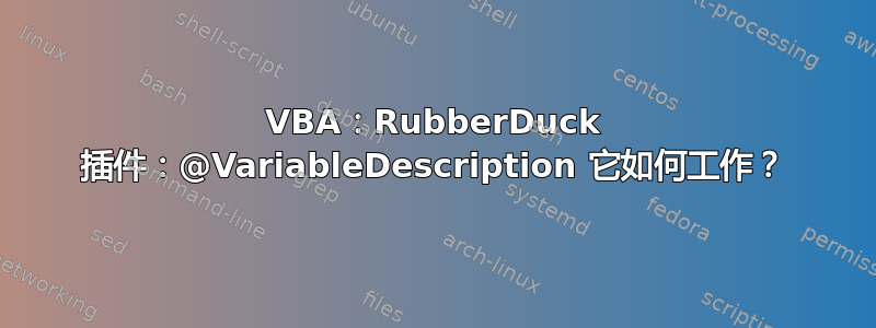 VBA：RubberDuck 插件：@VariableDescription 它如何工作？