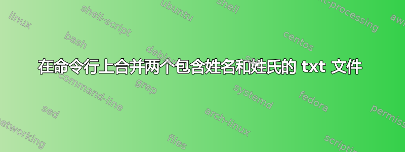 在命令行上合并两个包含姓名和姓氏的 txt 文件