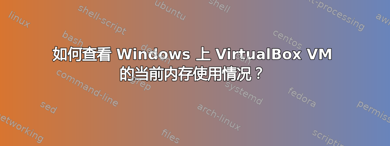 如何查看 Windows 上 VirtualBox VM 的当前内存使用情况？