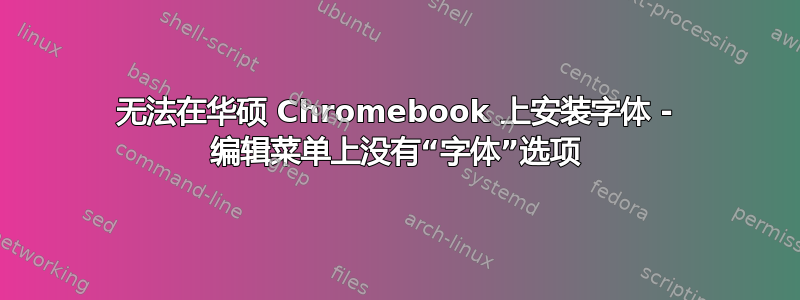 无法在华硕 Chromebook 上安装字体 - 编辑菜单上没有“字体”选项