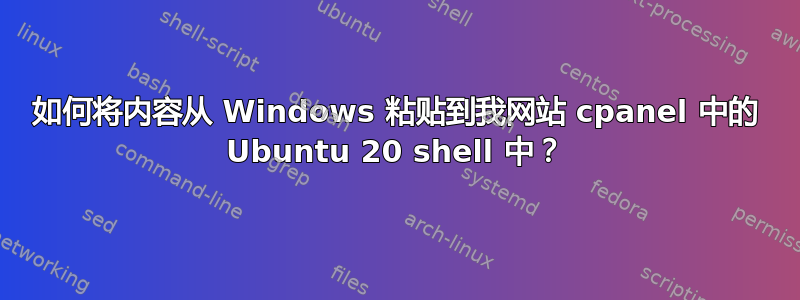 如何将内容从 Windows 粘贴到我网站 cpanel 中的 Ubuntu 20 shell 中？