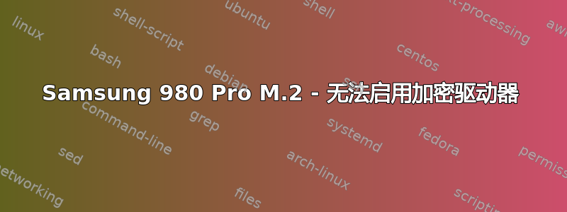 Samsung 980 Pro M.2 - 无法启用加密驱动器