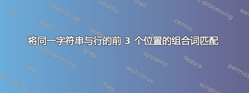 将同一字符串与行的前 3 个位置的组合词匹配