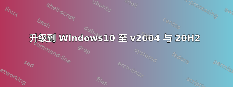 升级到 Windows10 至 v2004 与 20H2