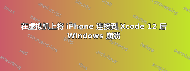 在虚拟机上将 iPhone 连接到 Xcode 12 后 Windows 崩溃