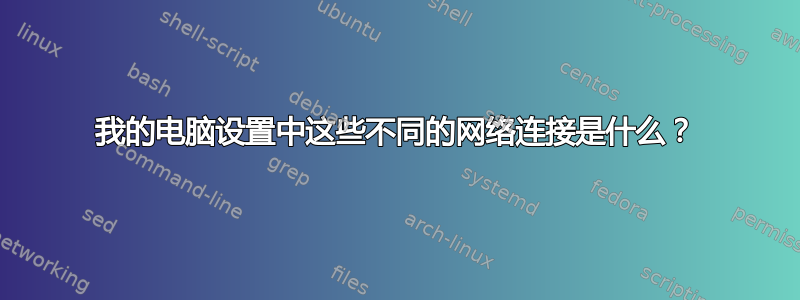 我的电脑设置中这些不同的网络连接是什么？