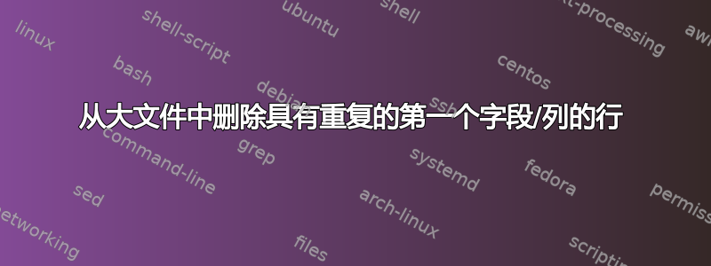 从大文件中删除具有重复的第一个字段/列的行