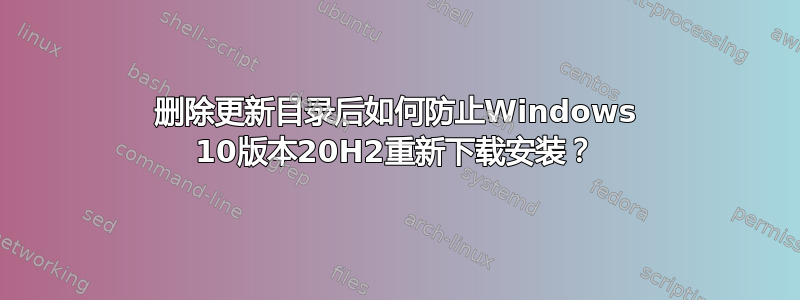 删除更新目录后如何防止Windows 10版本20H2重新下载安装？