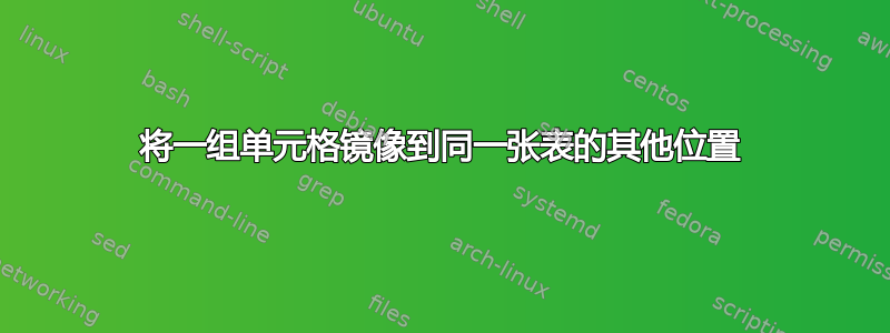 将一组单元格镜像到同一张表的其他位置