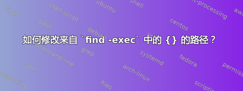 如何修改来自 `find -exec` 中的 {} 的路径？