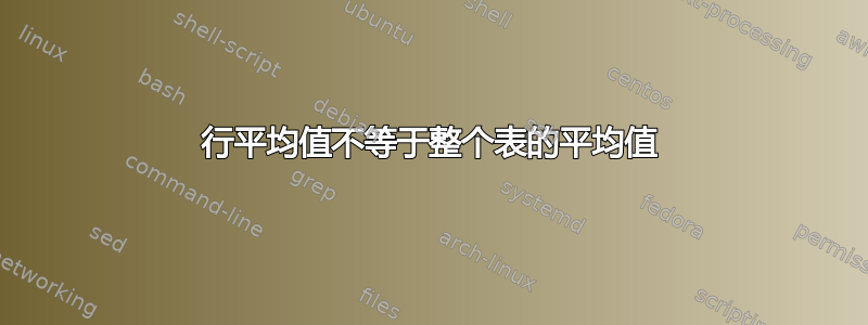 行平均值不等于整个表的平均值