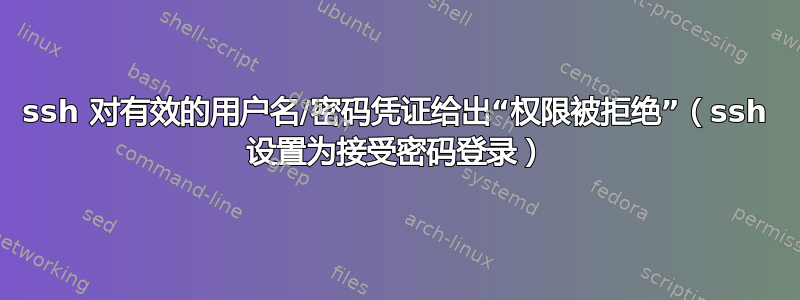 ssh 对有效的用户名/密码凭证给出“权限被拒绝”（ssh 设置为接受密码登录）