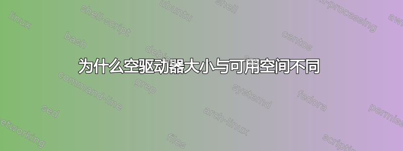 为什么空驱动器大小与可用空间不同