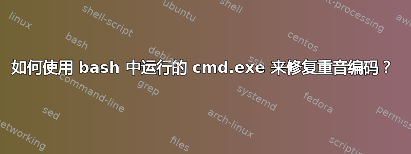 如何使用 bash 中运行的 cmd.exe 来修复重音编码？