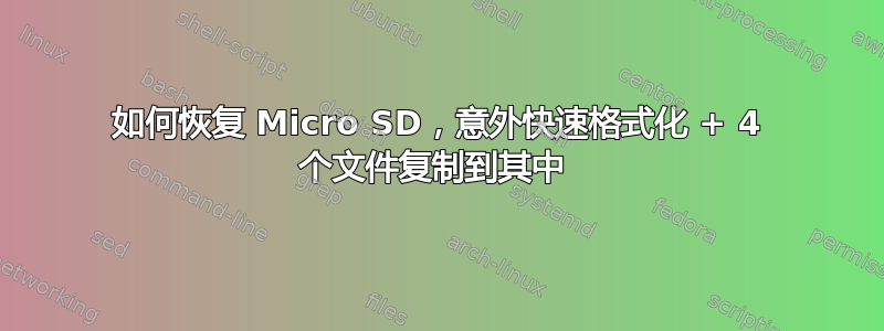 如何恢复 Micro SD，意外快速格式化 + 4 个文件复制到其中 