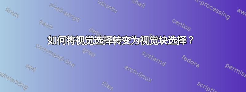 如何将视觉选择转变为视觉块选择？