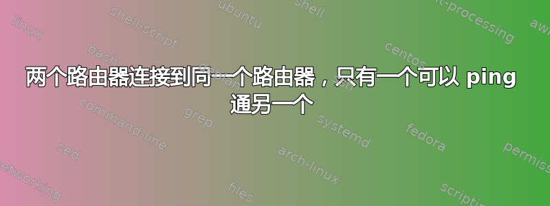 两个路由器连接到同一个路由器，只有一个可以 ping 通另一个