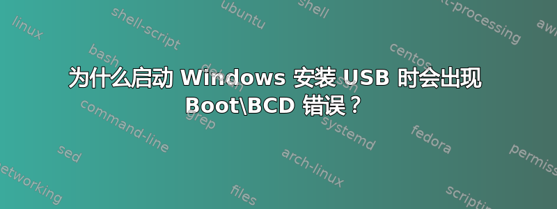 为什么启动 Windows 安装 USB 时会出现 Boot\BCD 错误？