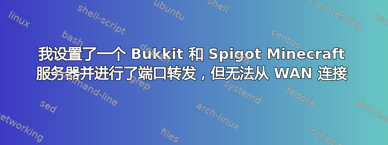 我设置了一个 Bukkit 和 Spigot Minecraft 服务器并进行了端口转发，但无法从 WAN 连接