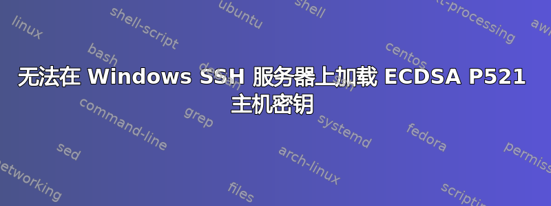 无法在 Windows SSH 服务器上加载 ECDSA P521 主机密钥