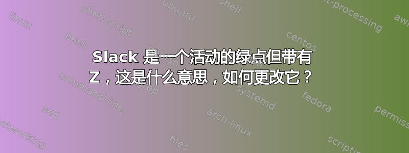 Slack 是一个活动的绿点但带有 Z，这是什么意思，如何更改它？