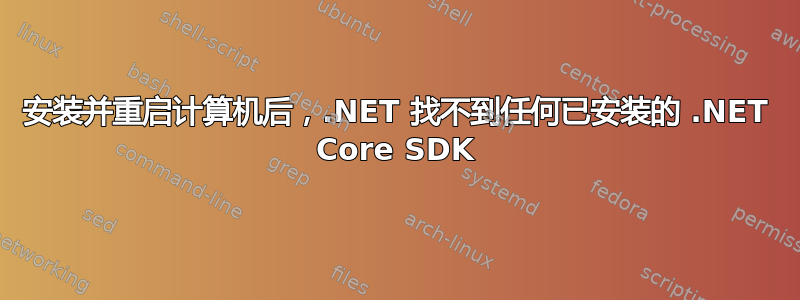 安装并重启计算机后，.NET 找不到任何已安装的 .NET Core SDK