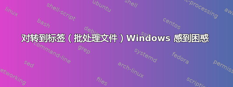 对转到标签（批处理文件）Windows 感到困惑