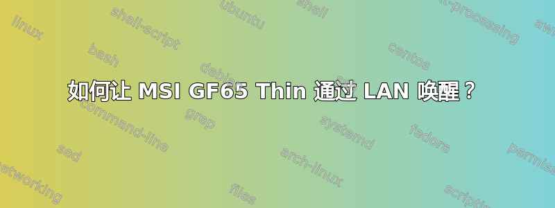 如何让 MSI GF65 Thin 通过 LAN 唤醒？