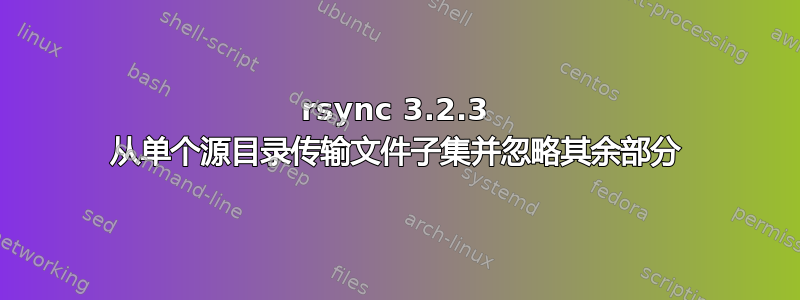 rsync 3.2.3 从单个源目录传输文件子集并忽略其余部分