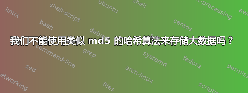 我们不能使用类似 md5 的哈希算法来存储大数据吗？