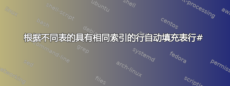 根据不同表的具有相同索引的行自动填充表行#