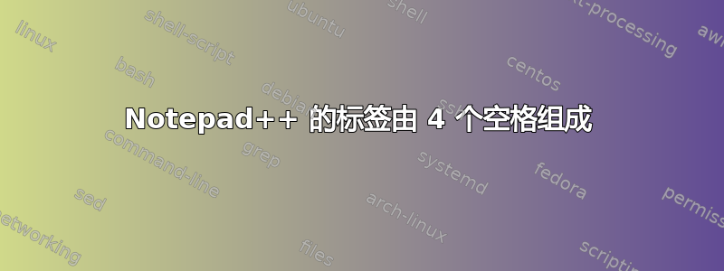 Notepad++ 的标签由 4 个空格组成