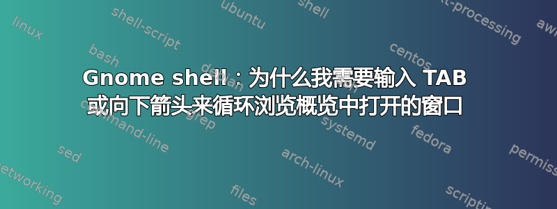 Gnome shell：为什么我需要输入 TAB 或向下箭头来循环浏览概览中打开的窗口