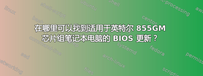 在哪里可以找到适用于英特尔 855GM 芯片组笔记本电脑的 BIOS 更新？