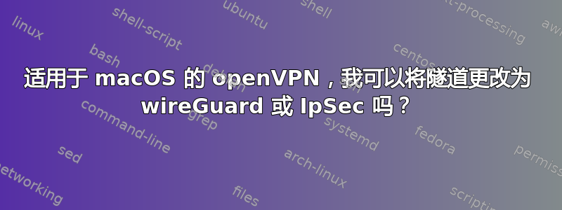 适用于 macOS 的 openVPN，我可以将隧道更改为 wireGuard 或 IpSec 吗？