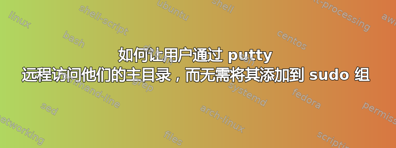 如何让用户通过 putty 远程访问他们的主目录，而无需将其添加到 sudo 组