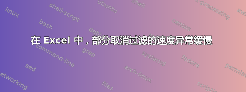 在 Excel 中，部分取消过滤的速度异常缓慢