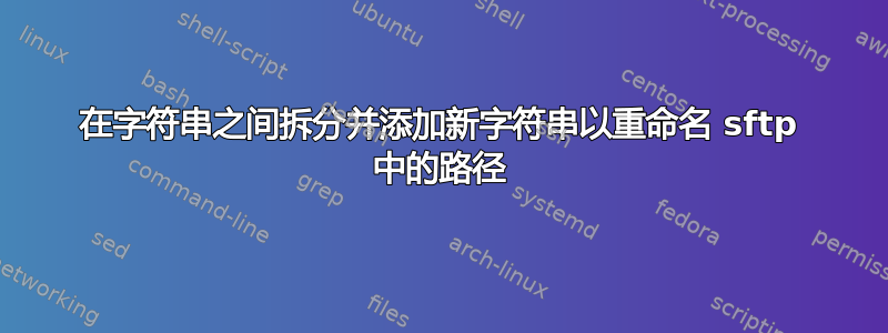 在字符串之间拆分并添加新字符串以重命名 sftp 中的路径