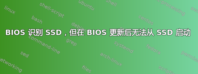 BIOS 识别 SSD，但在 BIOS 更新后无法从 SSD 启动